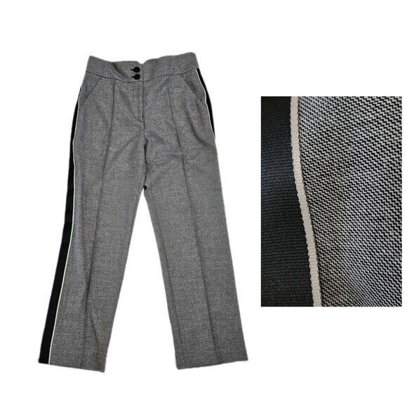 ME + EM Trouser Pant Side Stripe Wool Blend High Rise 6 - Picture 1 of 10